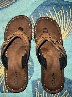 Clarks Fenner Nerice Brown Flip Flops Size 8